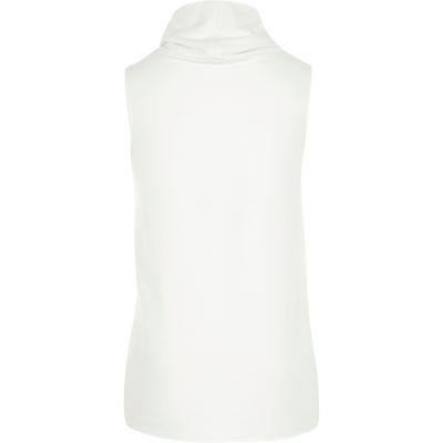 Girls cream wrap front sleeveless top